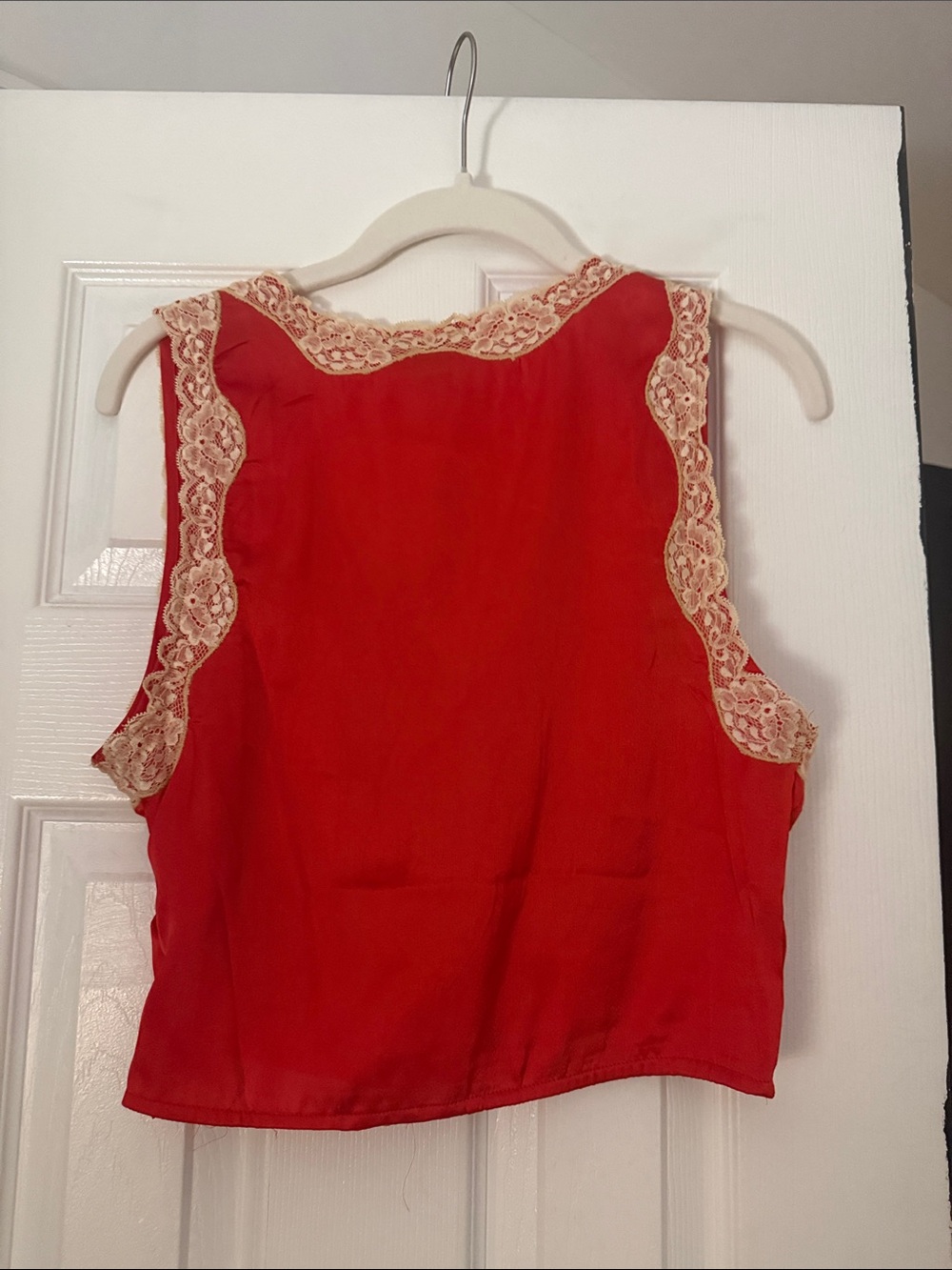 Nasty Gal Red Camisole with Cream Lace Trim - Picture 3 of 3